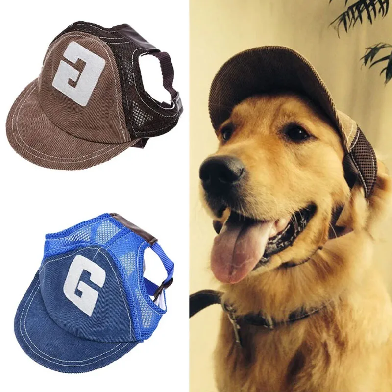 Pes Travel Sun Hat Baseball Cap Outdoor Sunshade Net priedušná vonkajšia športová klobúk s otvormi do uší nastaviteľný klobúk Mini Pet Hat