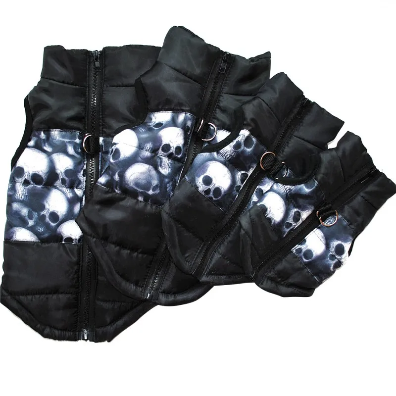 Pes Winter Dog Vest Jacket Warm Pet Clothes pre šteňa Pet lebka tlačenú kabát pre psov kostým chihuahua Yorkshire oblečenie