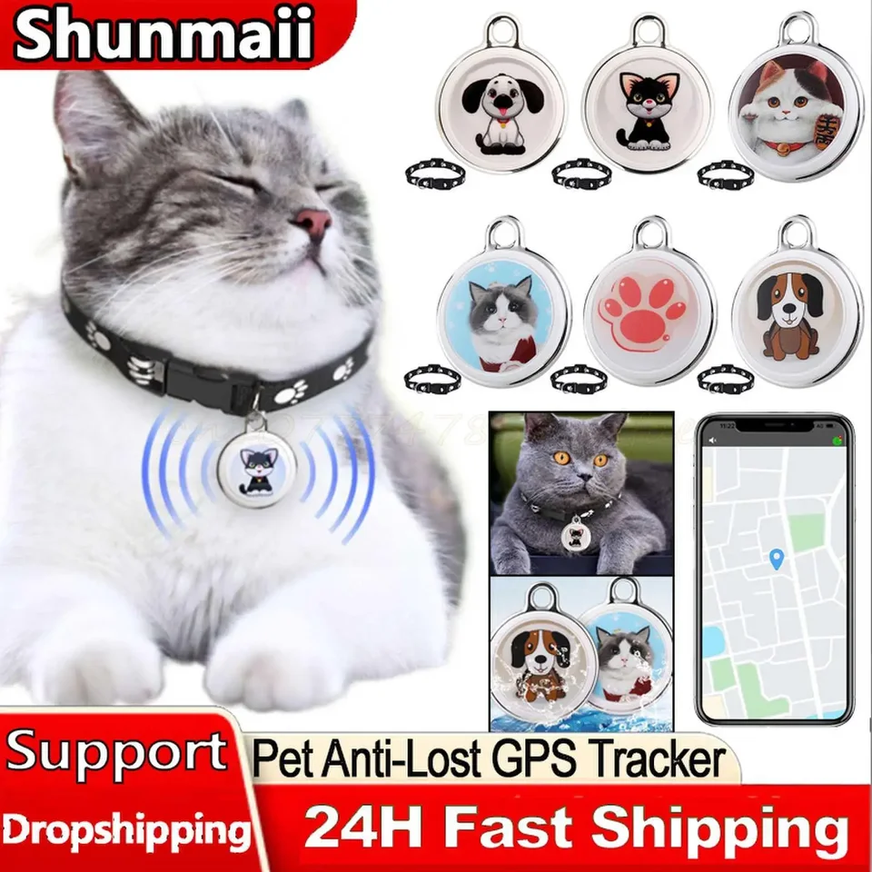 Pet anti-lost gps tracker bluetooth kompatibilný inteligentný nositeľný vodotesný lokalizácia v reálnom čase sledovanie psieho mačacieho goliera Nájsť zariadenie