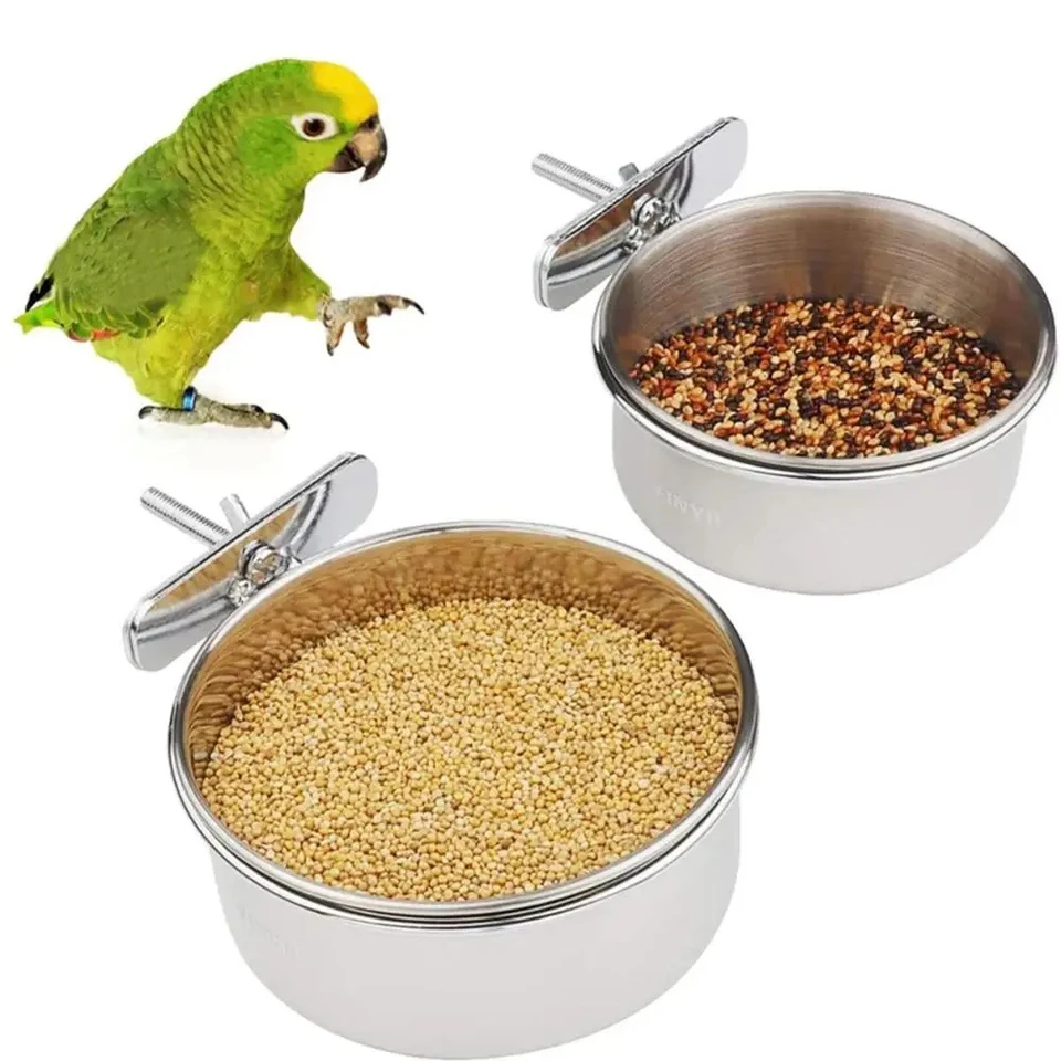 Pet Birds Cage misa závesná klietka misa misa misa šálka proti obžalobe z nehrdzavejúcej ocele kŕmenie potravín Food Piting Feeder pre papagáj Lovebird