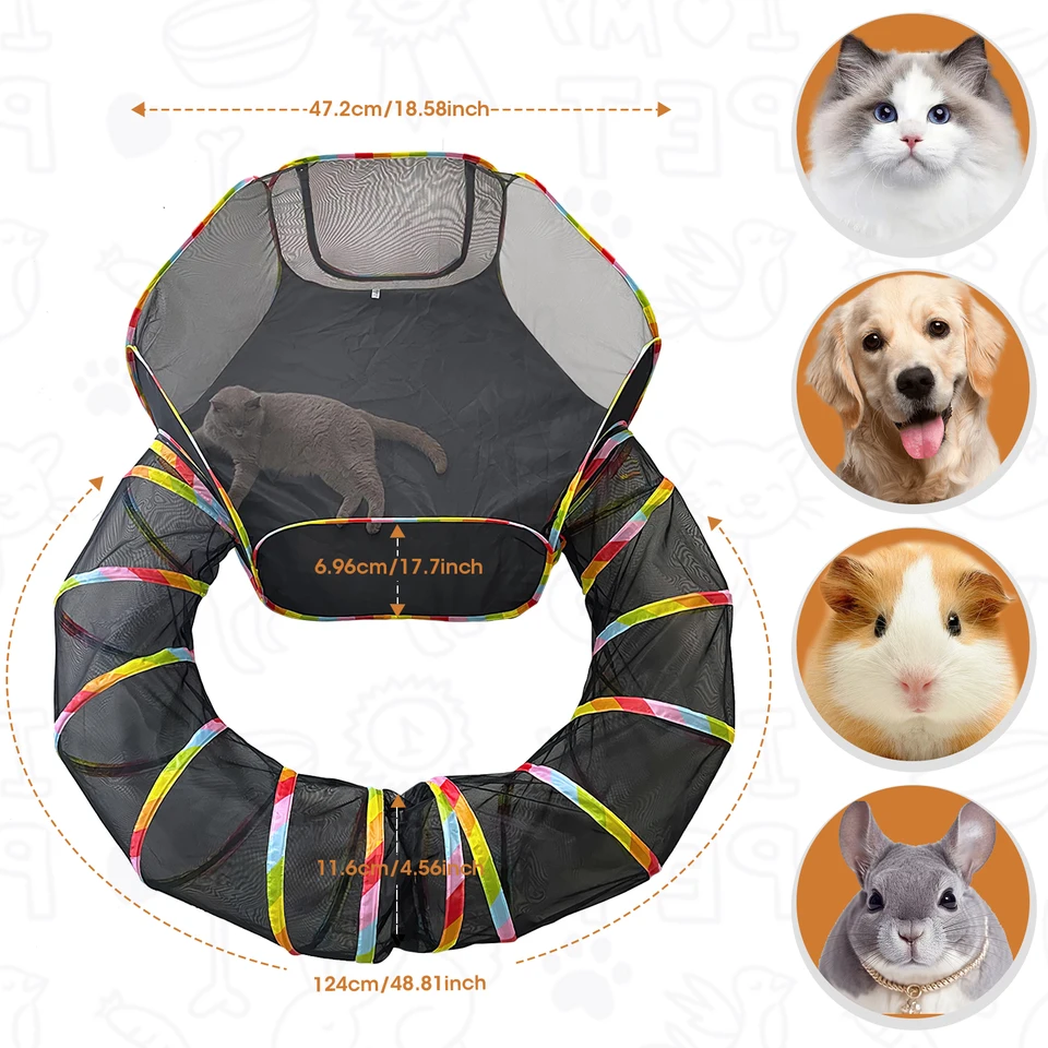 Pet Cage Cat Tunnel Prenosný skladací oblek Pet stanu stan domestikácie vonkajšie kanálové hračky mačka a plot pre psov