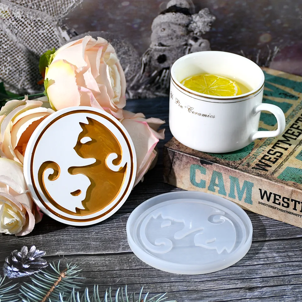 Pet Cat Coaster Epoxidová živicia pleseň MOŽNOSŤ MAT SILIKONOVÝ SILIKONOVÝ PORMA DIY CRYSTAL EPOXY ŽIVINA Sadrová svaha