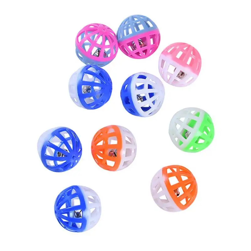 Pet Cat Toy Bell Ball 10ks Dvojfarebná zvonová hlasová lopta Sada pre papagájový škrečok, ktorý nie je toxický plastový plastová univerzálna hračka