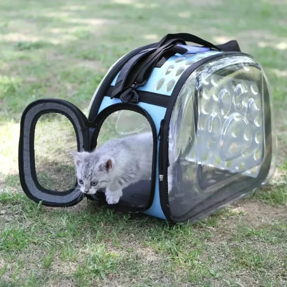Pet Cat Ware Taška na cestovanie priedušnou kabelkou šteňa mačky s priehľadným prenosným ramenným remienkom pre ramenné remienok pre malé mačky psa