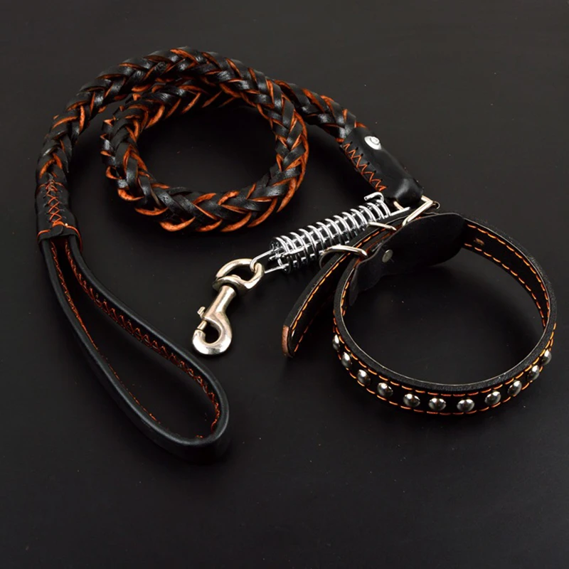 Pet kožený psí golier vodítko pre veľkých psích kožených psov trakcia Drag Tow Lope Retial Pet Dog Supplies Doplnky bránia úteku