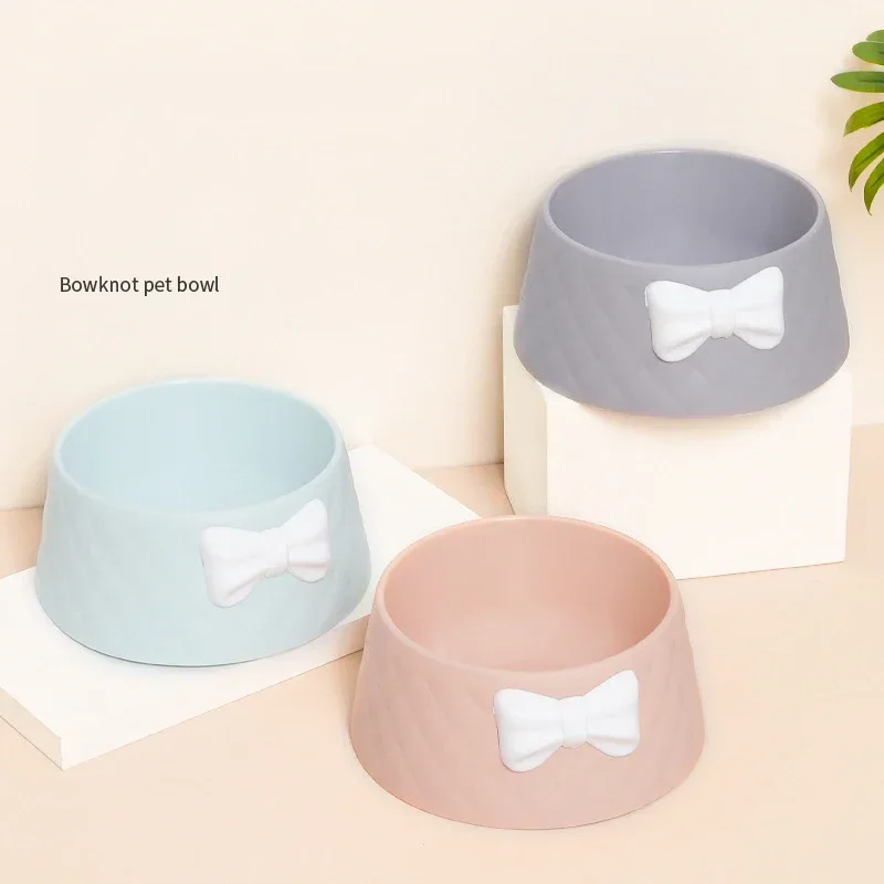 Pet psov jedlo misky Krásne bowknot šteniatko podávač misky Diamand vzor luk mačka pre vodu