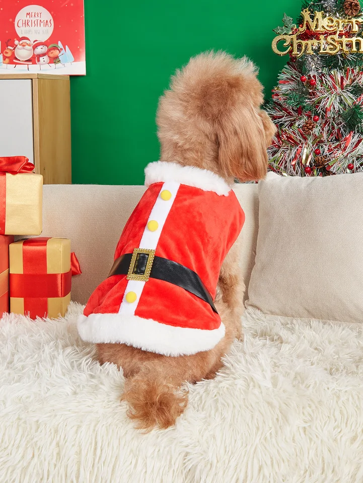 Pet Santa Claus cosplay oblečenie psie mikiny mikiny pre psie mačka mäkké a teplé košele vianočné psa Csotume outfit