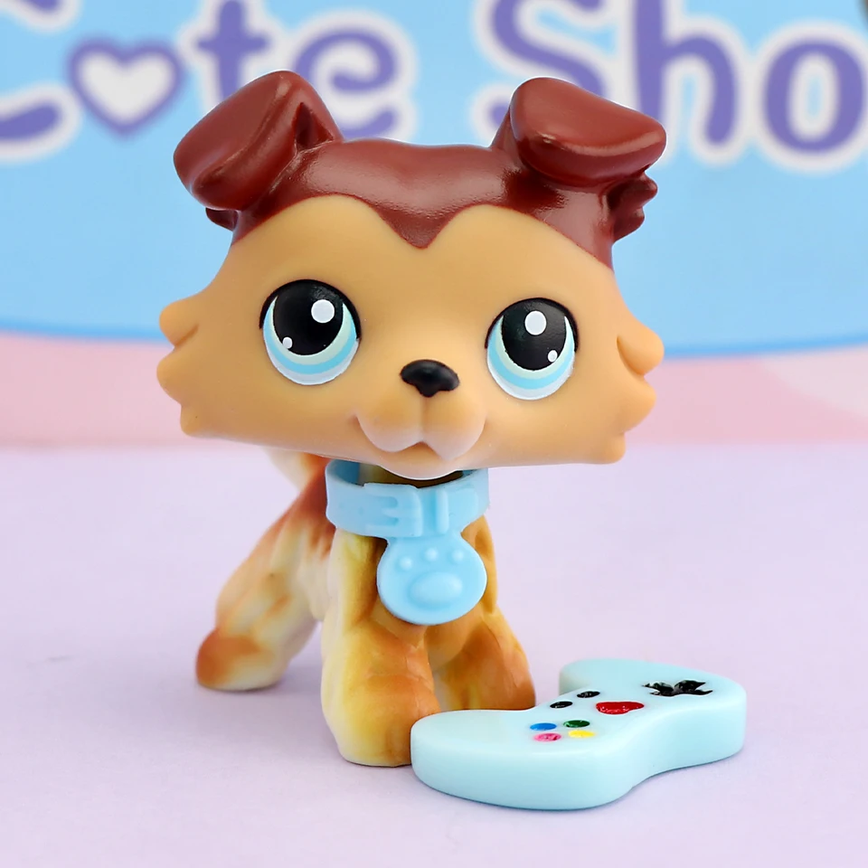 Pet Shop#58 Brown White Collie Blue Eyes Paw Down Collecton Action Figures