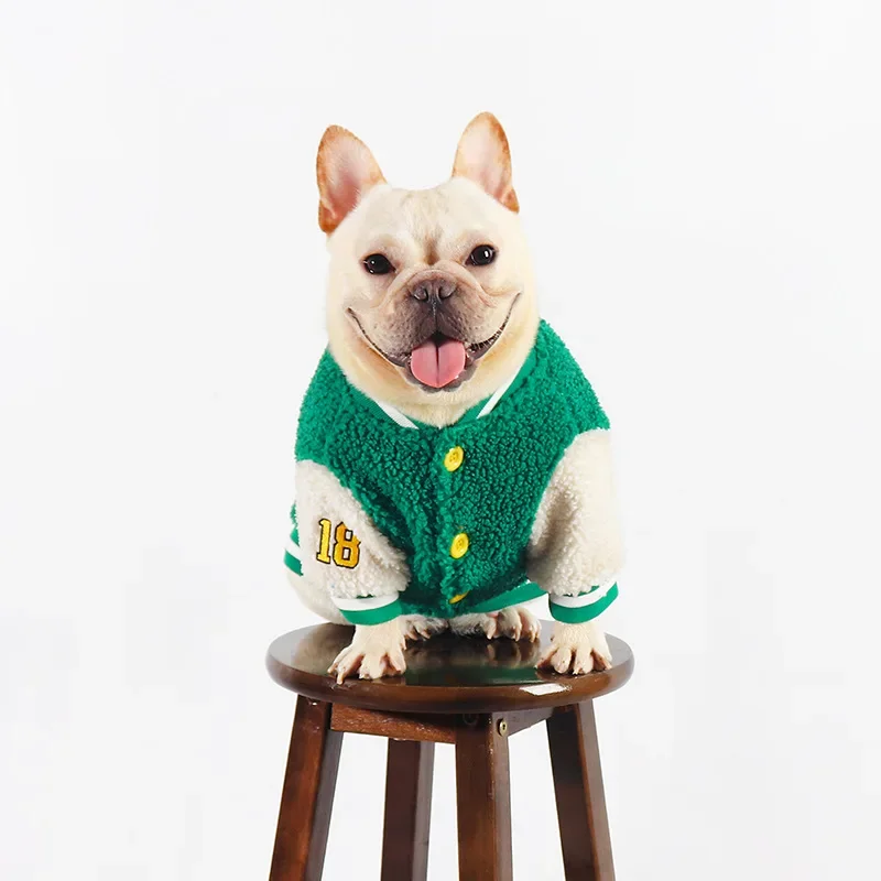 Pet sveter psie oblečenie fleece baseball uniformné odevy domácich miláčikov zimné teplé plášť pre malého stredného psa francúzsky buldog