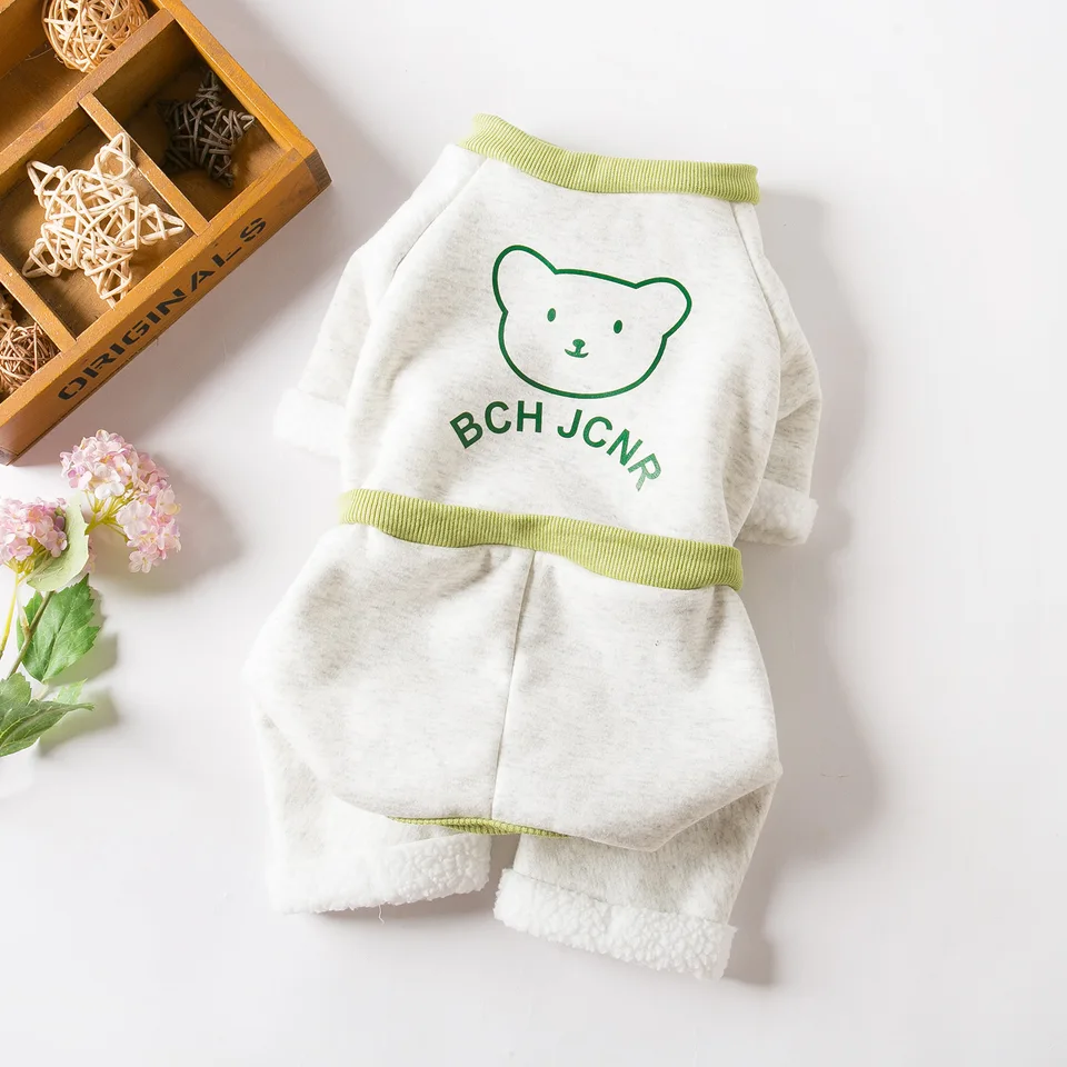 Pet Teddy Bear Fourged Sportswear Dog Teddy Fleece Skinish Sucksuit Bear Small Dog Schnauzer Pet oblečenie jesenné zimné šteňatá oblečenie