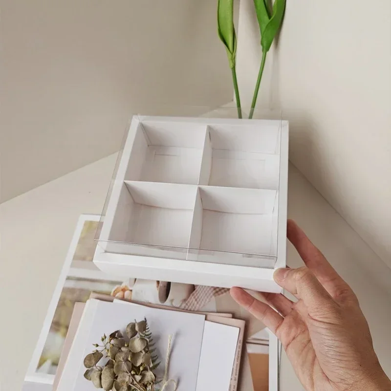 PET Transparent Dezert Gird Box Zvýšenie papierového džemu 9 jamiek 6 jamiek kraft papierová koláčová koláčová krabica na pečenie balenie