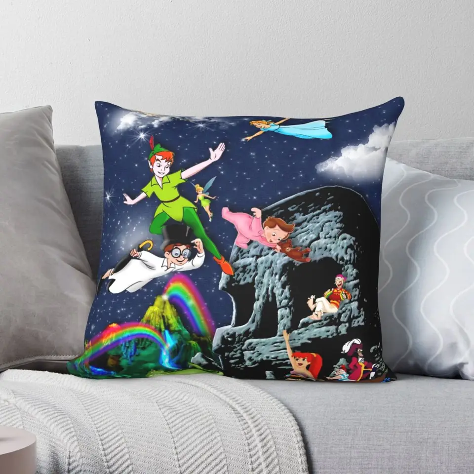 Peter Pan Square vankúš polyester ľanový ľan Velvet tlačený zips dekor vankúš vankúš v vankúšu kryt