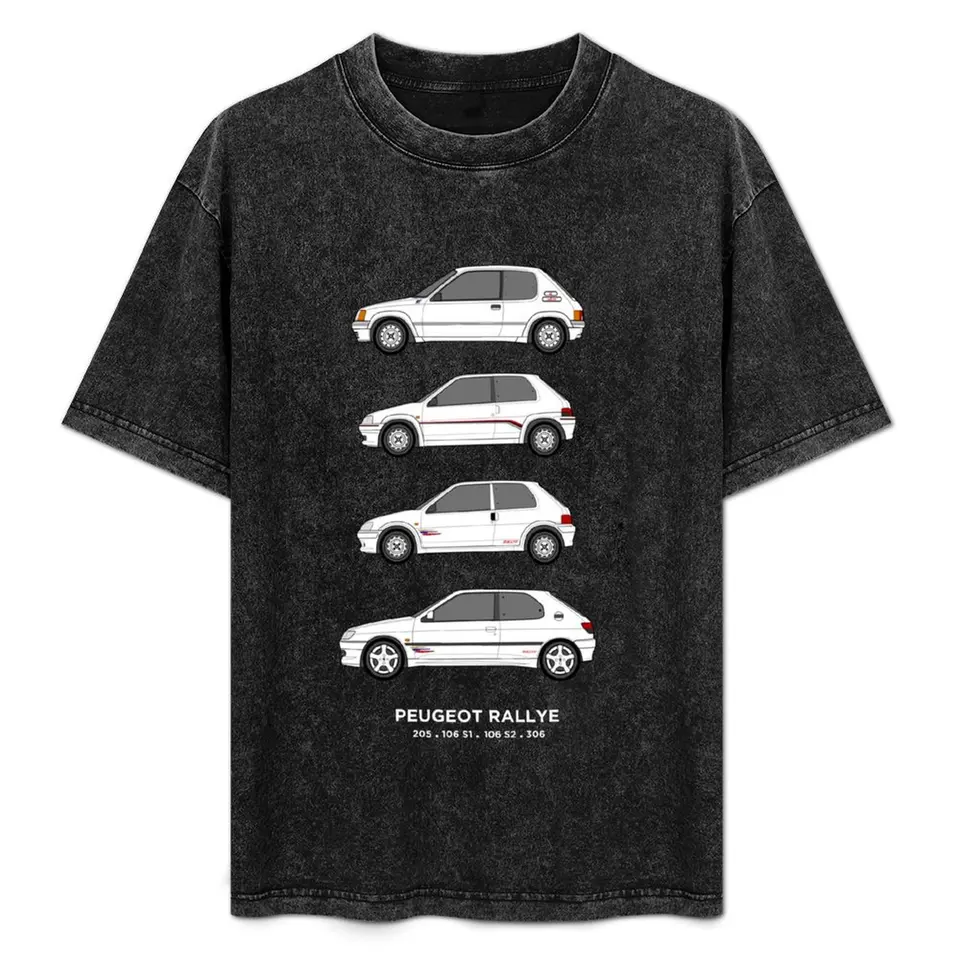 Peu Geot 205, 106, 306 Rallye Classic Car Collection Artwork. Tričko Tričko vinobranie tričká Pánske košele biele tričká