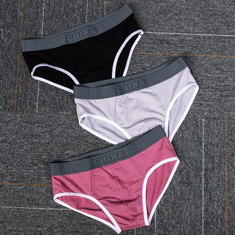 Pevná bavlnená spodná bielizeň Muži konvexné vreckové prúžky stredný pás priedušná mládež Elastic Elastic Soft Soft Underwear Briefs pevné nohavičky Pohodlné