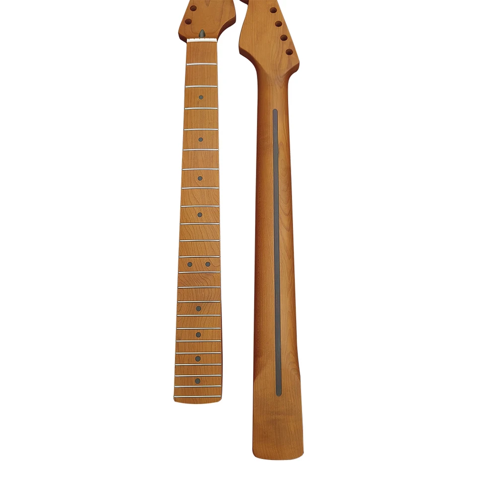 Pečené gitarové gitarové krk saténové hotové kanadský javor 22 pražcov pre elektrické gitarové diely v štýle Stratocaster
