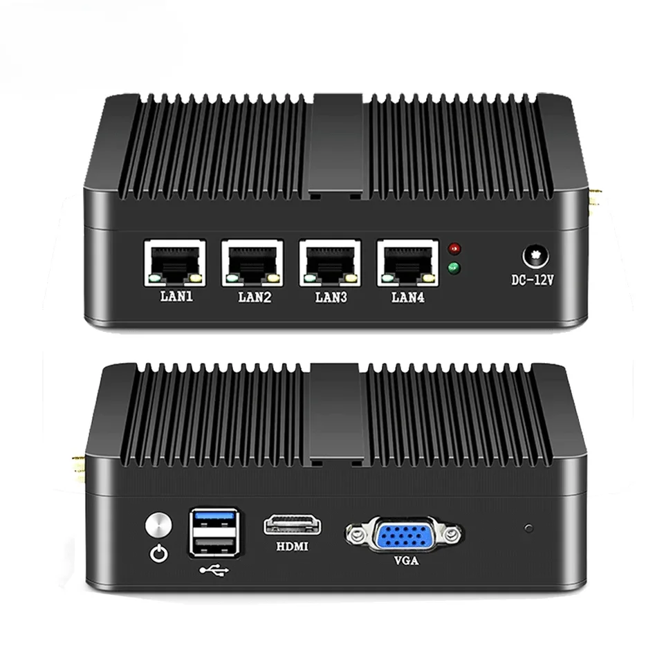 PFSense Gateway Firewall Router Mini PC Fanless Industrial Computer in-TEL N2830 4 NIC Ethernet LAN Ports Linux Network Server