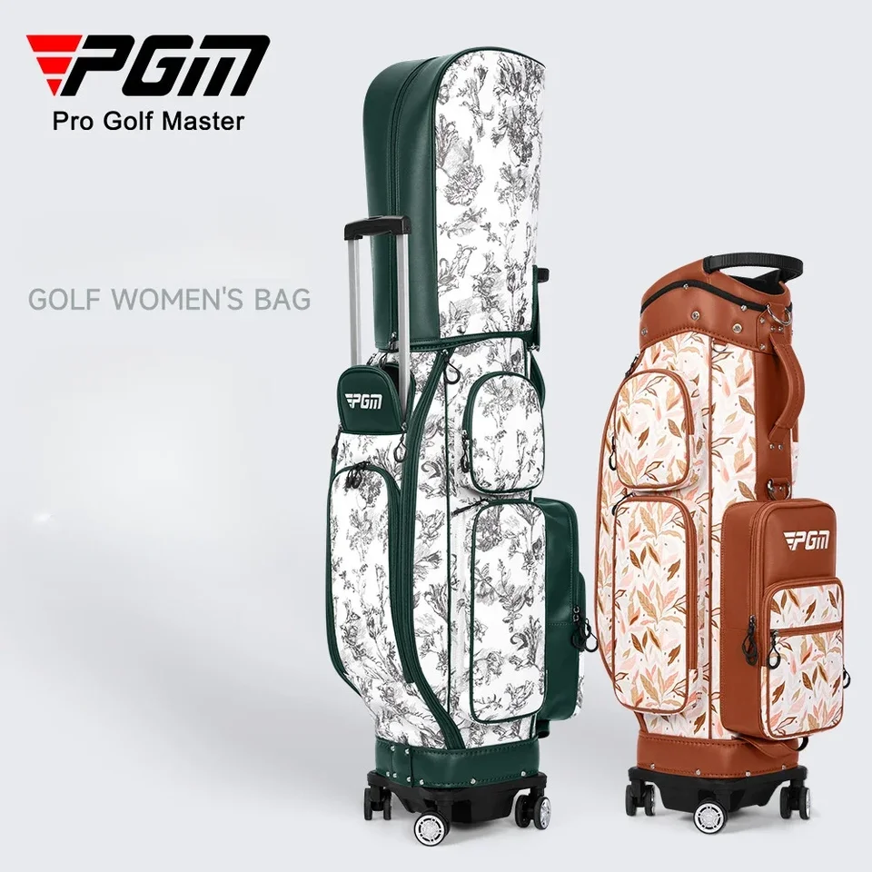 PGM 4 koleso 360 stupňov otáčania nepremokavých golfových tašiek Kvalitné dámske vintage Pull Rod Golf Bag QB169