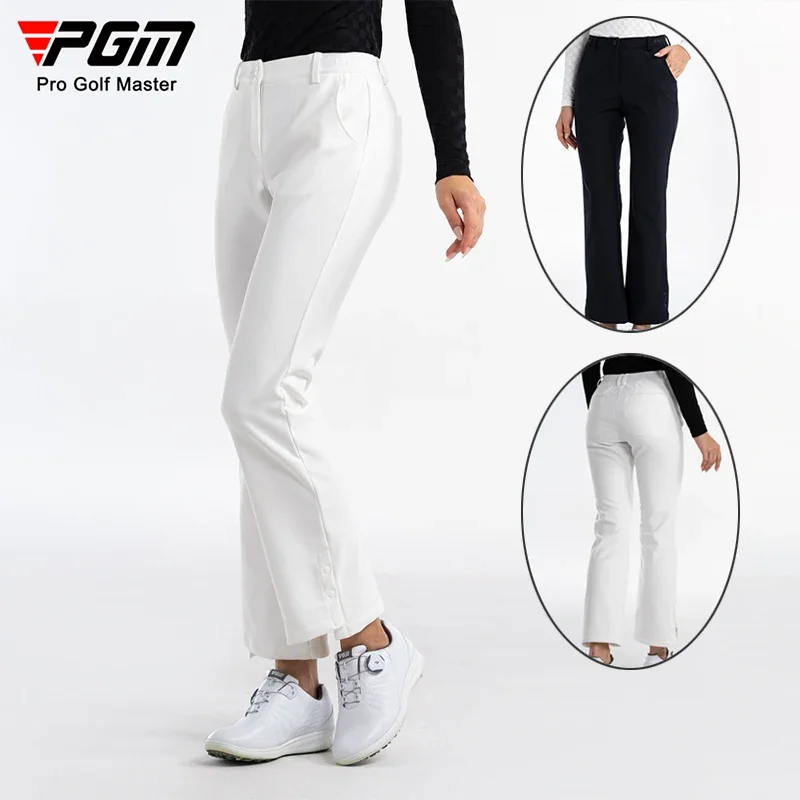 PGM Ženy udržiavajú teplé zahusťované golfové nohavice Dámy štíhle rozšírené dlhé nohavice Ženy Elastické pásové športové nohavice orezané tepláky