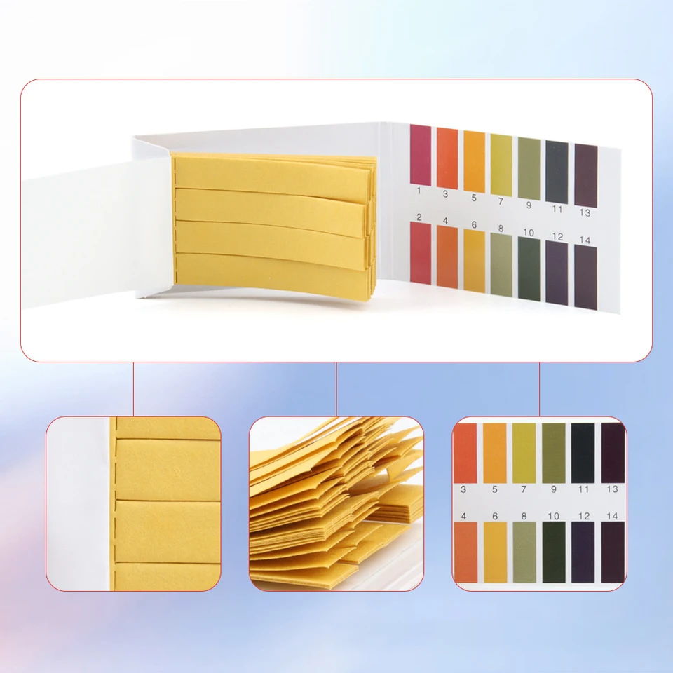 PH Testovací papier 1-14 Presný pH test 80 listov Test slín Yiben Moč pre kozmetickú pôdu
