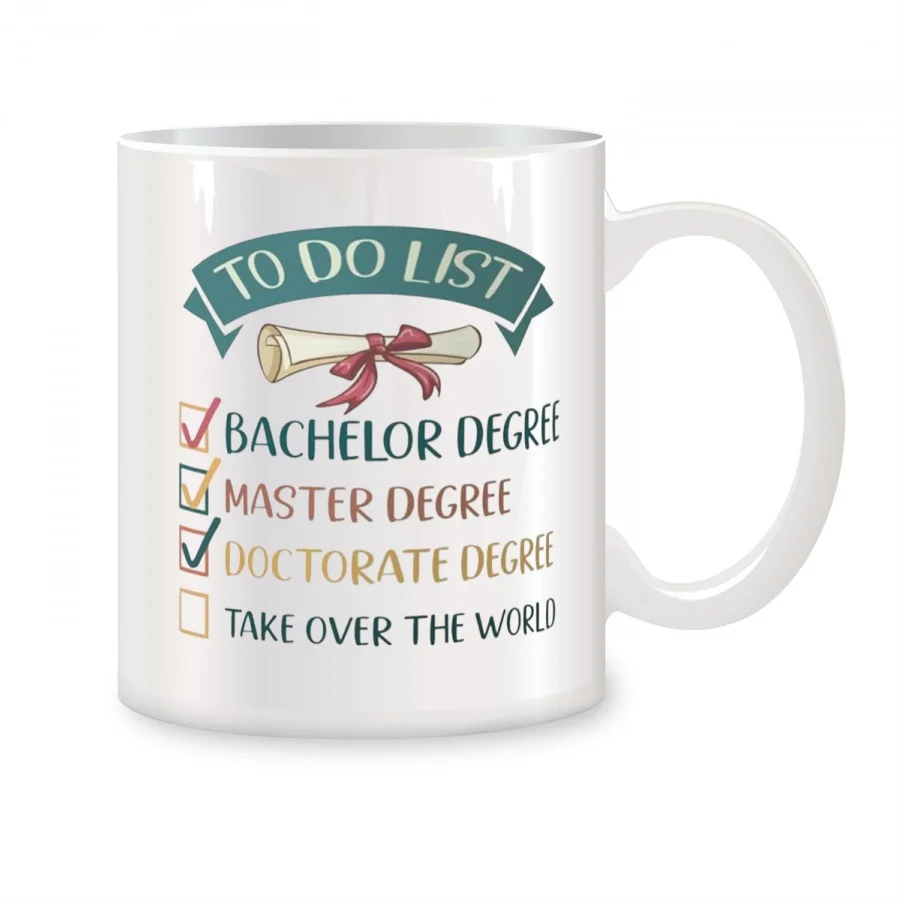 PhD maturitné hrnčeky pre mužov Nové doktorové narodeniny Darčekové darčeky Novinka kávy keramické čajové šálky biele 11 oz