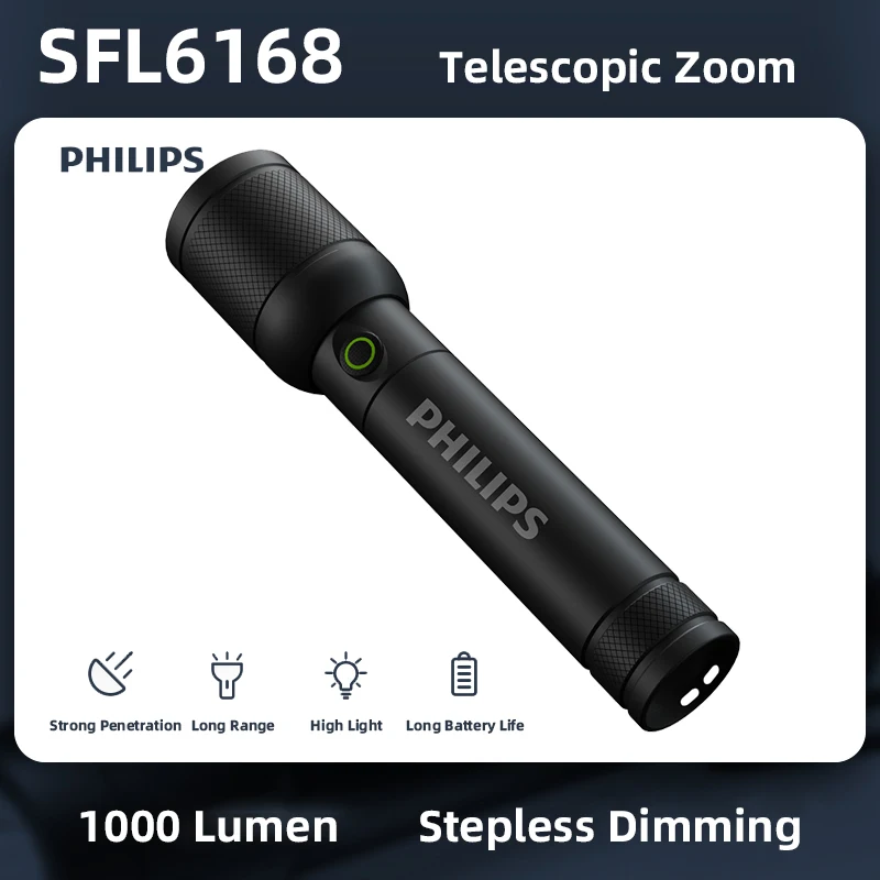 Philips USB-C Nabíjateľné kempingové svetlá prenosné baterky Optické priblíženie bateriek mizi