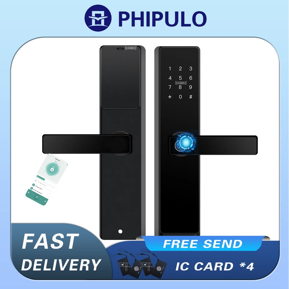 PHIPULO NOVINKA TTLOCK APP Biometric Smart Lock Diaľkové odomknutie bezkľúčového zámku Elektronický zámok inteligentných dverí