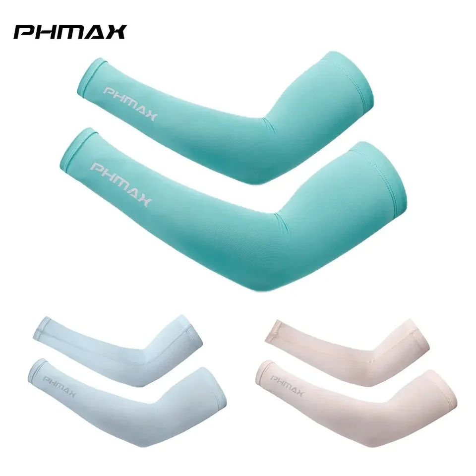 Phmax cyklistické rukávy Priedušné UV ochrana Running Arm Covers Fitness Basketbal lakťové vankúšiky ľadové hodvábne ramená Wamrers