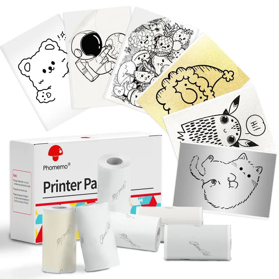 Phomemo adhezívny tepelný nálepkový papier viac farieb Tepelný papier pre Phomemo M02/M02 PRO/M02S/M03/M03AS/M0/M04S 50 mmx3.5m