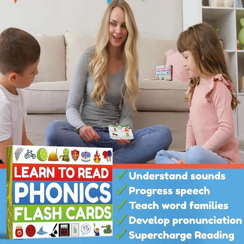 Phonics Sight Words Flash Cards Naučte sa čítať CVC Blends Digraphs Zmiešajú dlhé samohlásky hry pre prvú druhú triedu