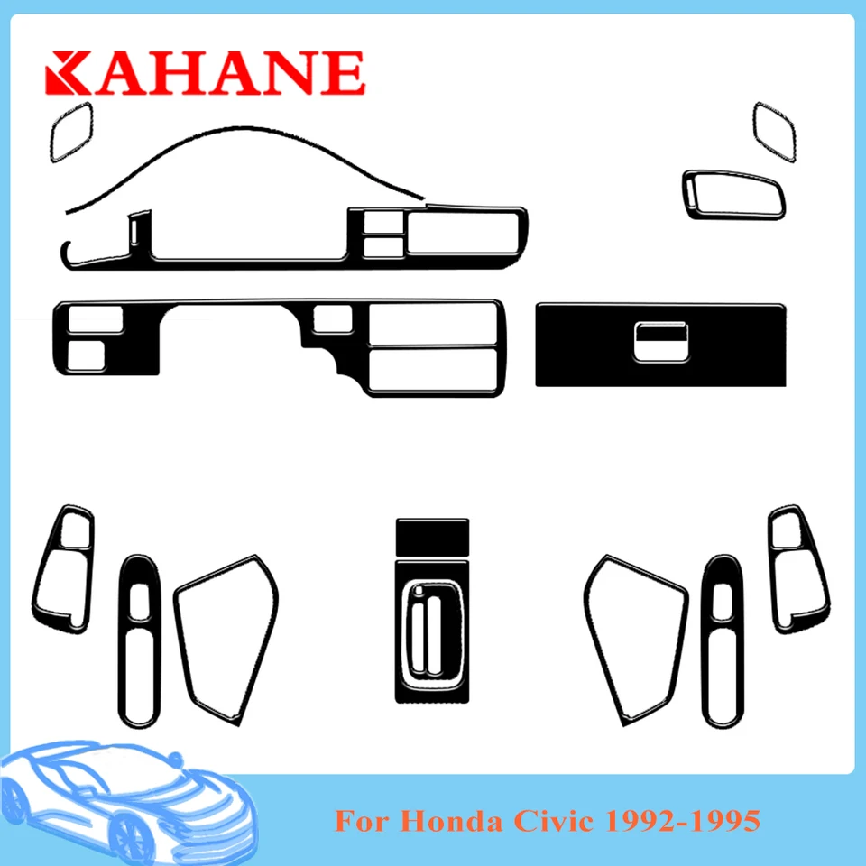 Piani čierne nálepky s automobilmi Interiérový kryt Orezávanie Rôzne diely Dekoratívne lišty Príslušenstvo pre Honda Civic 1992 1993 1994 1995