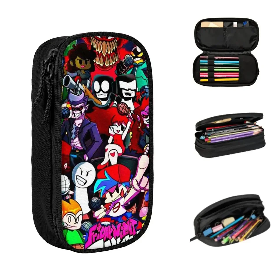 Piatok večer Funkin Postavy FNF Game Cencil Case Cuens Capacity Pen Bags Pen Box Ceruzky vrecko pre kancelársku školskú kanceláriu
