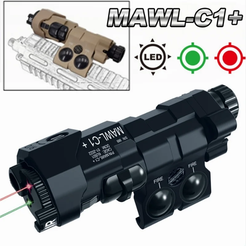 Picatinny Tactical laser baterka Combo, Rail Mount Right Pravá výmena boky na stranu, svetlo zbraní Airsoft, červený/zelený laser