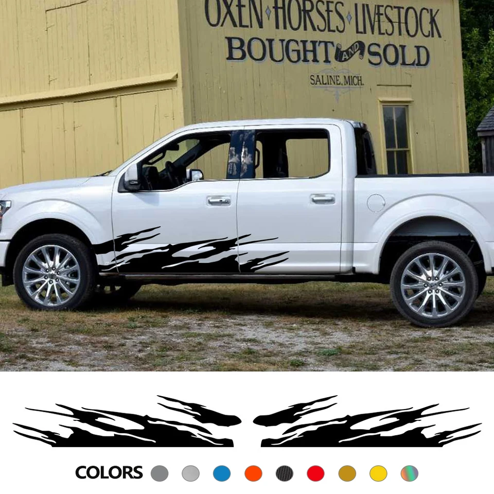 Pickup bočné nálepky na bočné nálepky pre Ford F150 Ranger Chevrolet Silverado Toyota Hilux Dodge Ram 1500 Universal Auto Decan Decal Decal