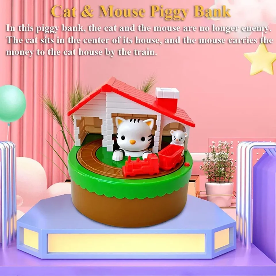 Piggy Bank for Kids, Electronic Cat House Coin Bank Cat & Mouse Money Bank