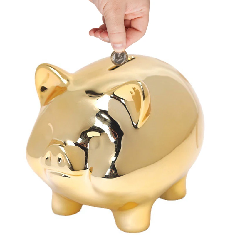 Piggy banky sochy domáce dekorácie zvieracie socha pre dekoráciu v obývacej izbe stolové ozdoby Keramika zlato prasa prasiatko banka