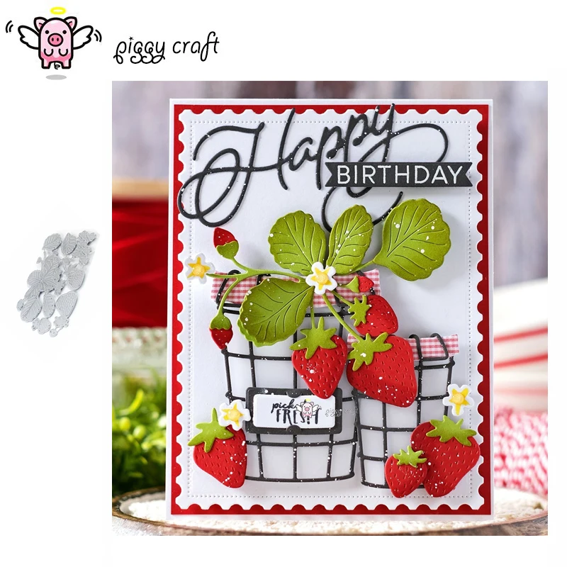 Piggy Craft Metal Cutting Dies Cut Die Die Foll Strawberry Leaf Vine Scrapbook papierová remeslá