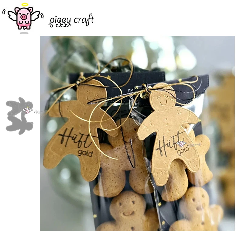 Piggy Craft Metal Cutting Dies Cut Die Fold Per perníková muž TAG Scrapbook papierová remeselná pleseň čepeľ Čepeľ Punch Stencils Dies