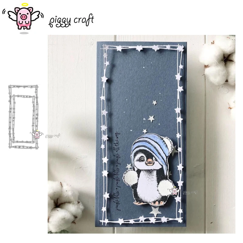 Piggy Craft Metal Cutting Dies Cut Die Fold Stars Hviezdy Obdĺžnikový ráme