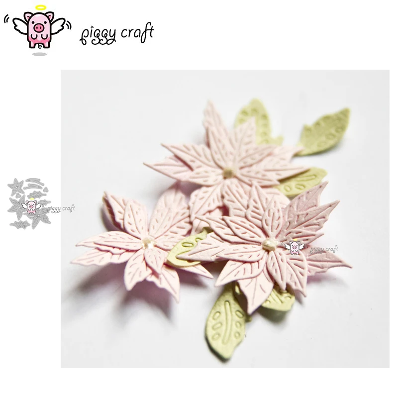 Piggy Craft Metal Cutting Dies Cut Die formy vianočné kvetinové listy scrapbook papierová remeselníca pleseň čepeľ punčové šablóny Dies Dies