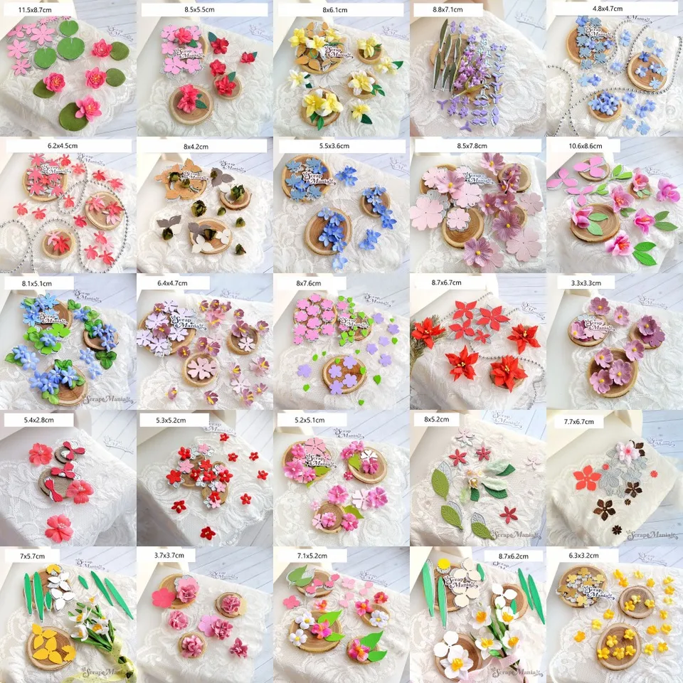 Piggy remeselné kovové rezanie matričiek Cut Die Die Foll Flower List Ozdobia scrapbook papierová remeselná pleseň čepeľ čepeľ Punch Stencils Dies Dies