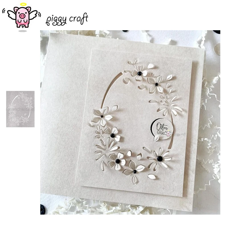 Piggy remeselné kovové rezanie matričiek rezová forma kvetina oválne pozadie Scrapbook papierová remeselná pleseň čepeľ Punch Stencils Dies Dies