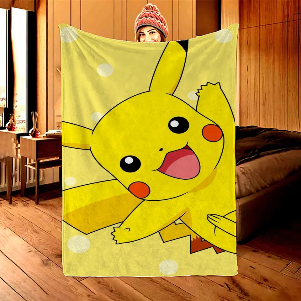 Pikachu kožušina prikrývka fleece prikrývka Veľké tepelné prikrývky pre posteľ Hádajte na mieru prikrývky a hodí luxusnú posteľnú bielizeň koleno koleno