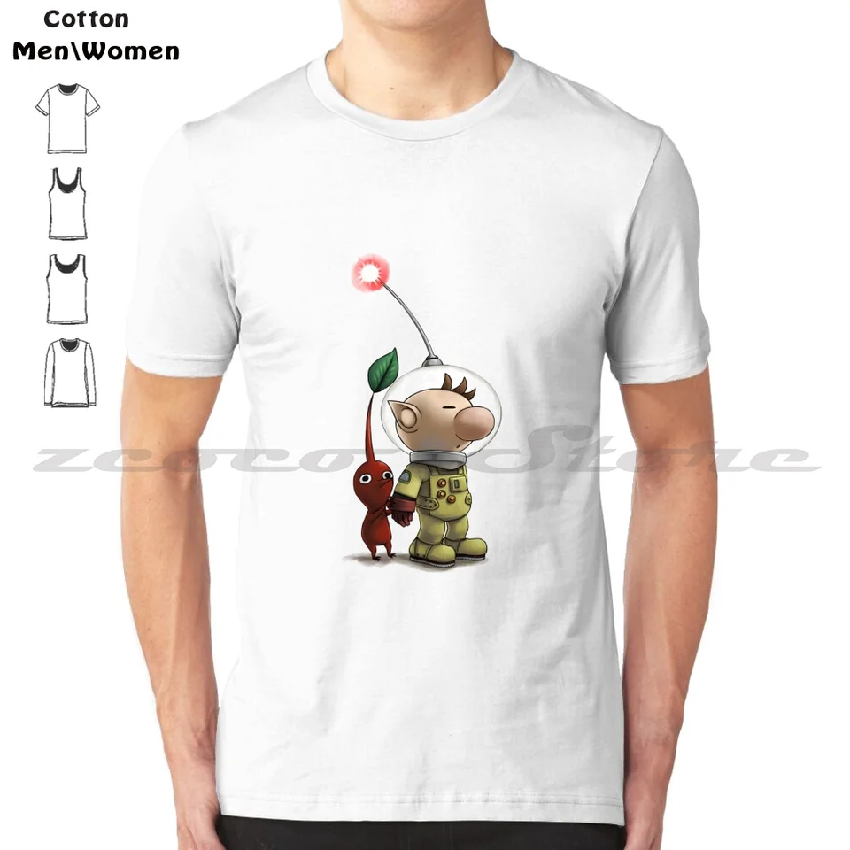 Pikmin meme 100% bavlnená muži a ženy mäkké módne tričko jedlo malé roztomilé olimar pikmin 2 modrá pikminová hra kocka Pikmin 3 Net