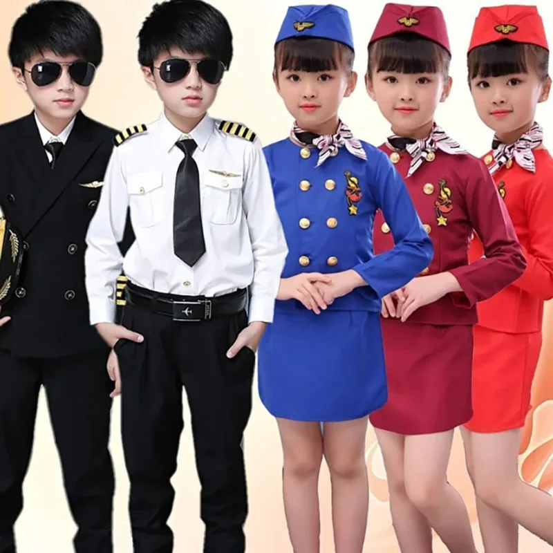 Pilotná uniforma letušky cosplay maskovanie kapitána lietadlá Halloween kostýmy pre deti vojenské uniformy anime cosplay strana UY2