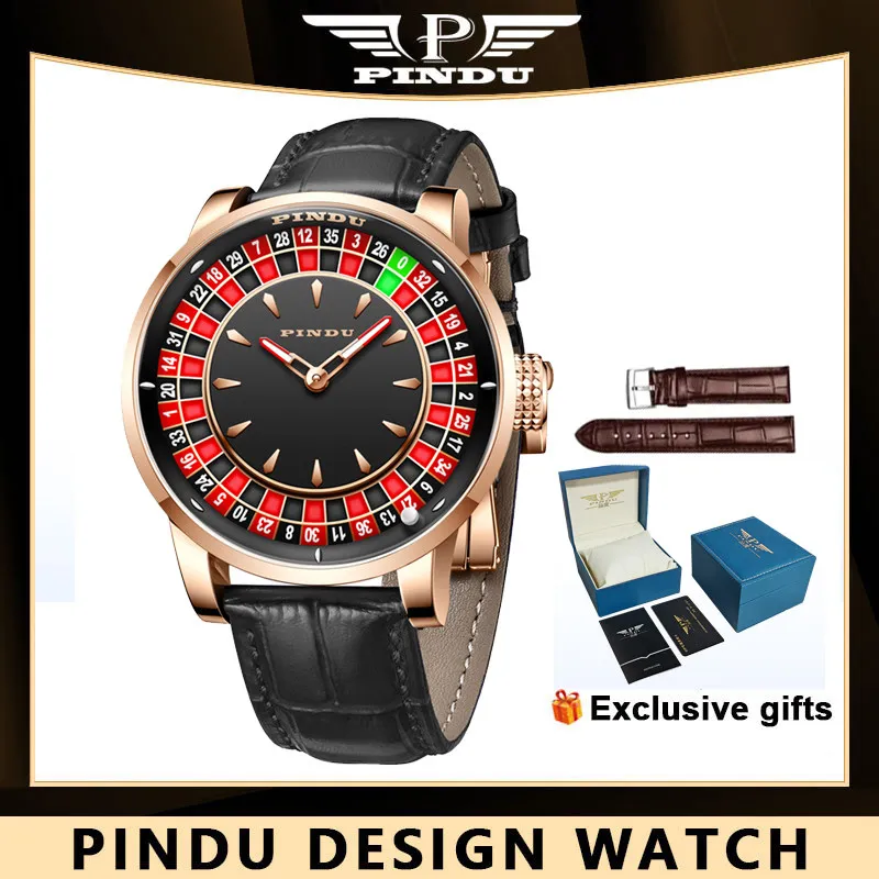 Pindu dizajn Men Men náramkové hodinky Top značka Luxusné mechanické hodinky Rotate Roulette Watch for Men NH35A Jacob Montre Homme Gift Box