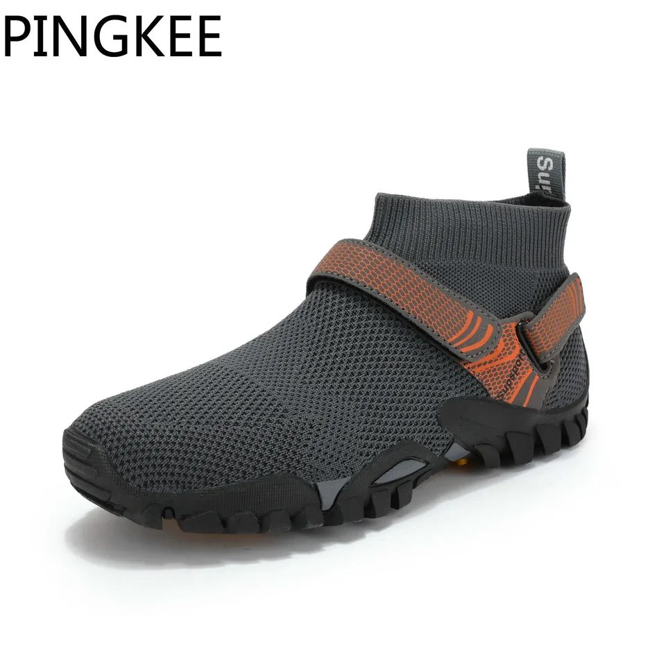 Pingkee elegantné pletacie pletenie Zvonok Určité tlmené trakčné podšívky Hook Loop Heels Water Aqua Trekking Havárske topánky Snekak mužov