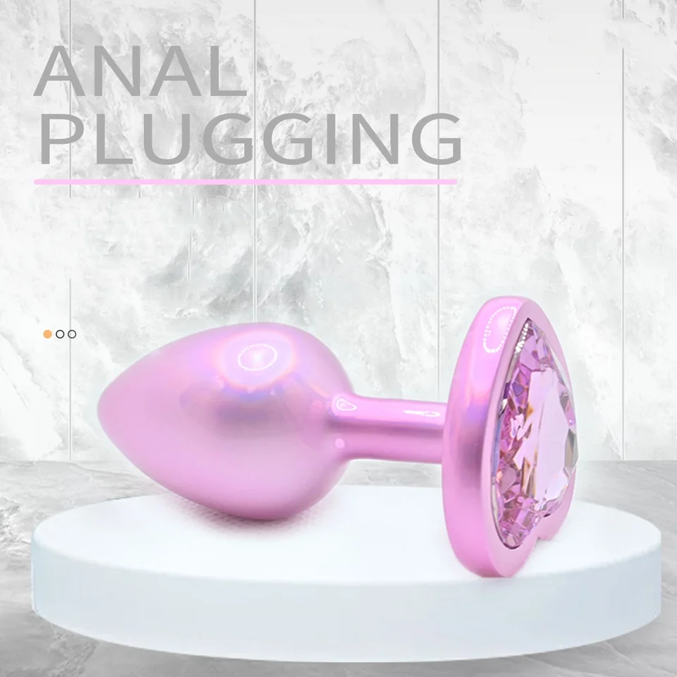 Pink Anal Srdcer 1pc z nehrdzavejúcej ocele Crystal Anal zástrčka Odnímateľný zadok stimulátor stimulátora análny sex hračky prostaty Dildo Dildo