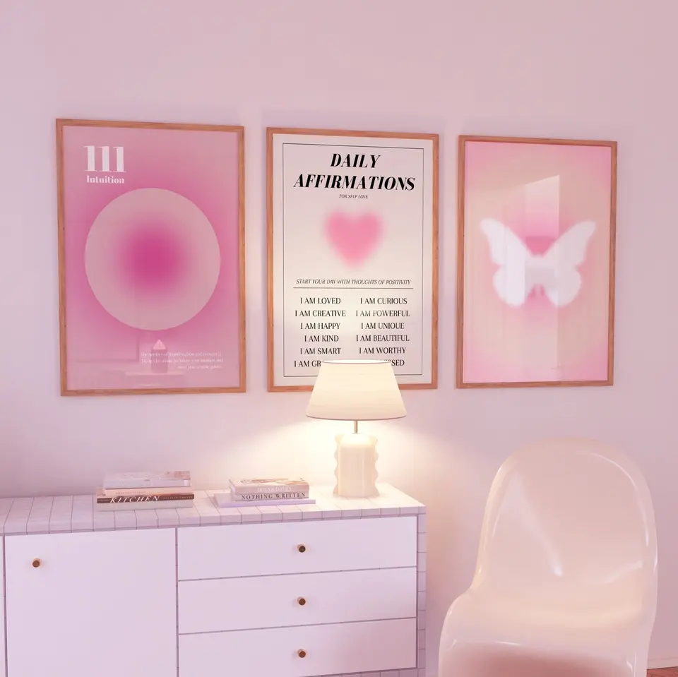 Pink Aura potvrdenie Láska kruh kruh motýľa plagátu tlače nástenné píp