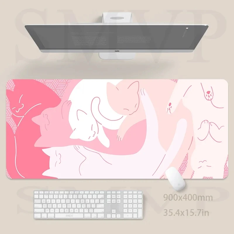 Pink Cat Gaming MousePad Desk Rat Gamer Mouse podložka s veľkou myšou maľňu stolová podložka Klávesnica dizajn stolný koberec