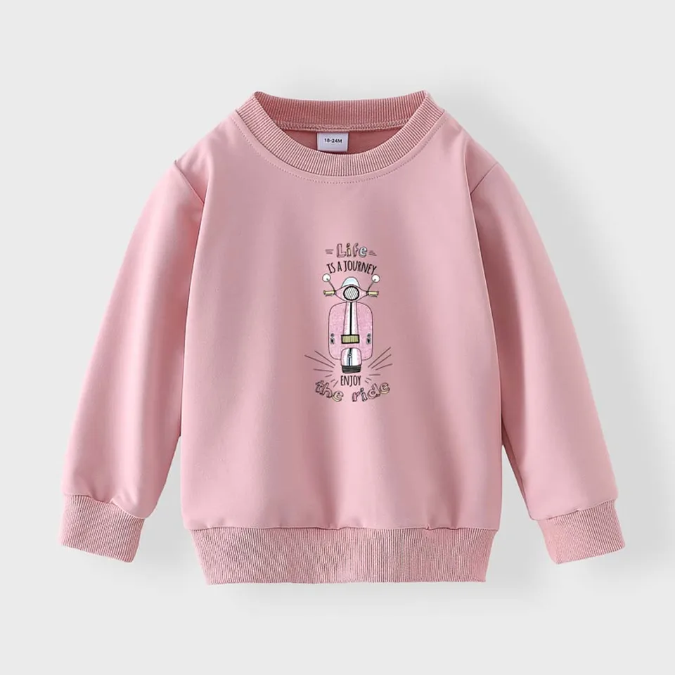 Pink Electric Motocycle Pattern Boys and Girls Sweater Hot Pečiatkové oblečenie Voliteľná tlač